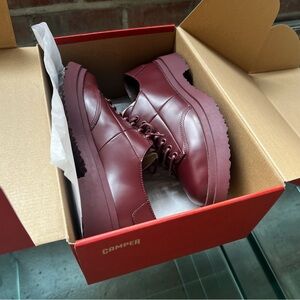 Camper Women’s Walden Burgundy leather lace-up shoes